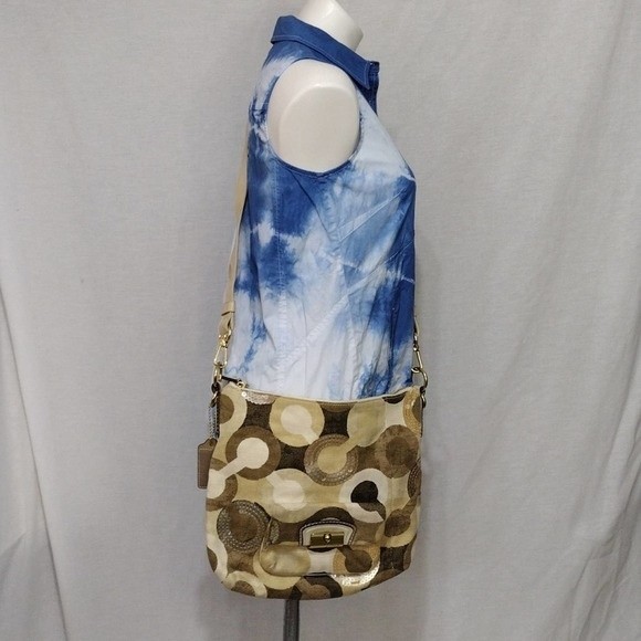 Coach Kristen Blue Op Art Shoulder Crossbody Hobo Bag Convertible Strap Vintage - Picture 10 of 10